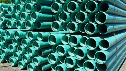 green, plastic, pipes